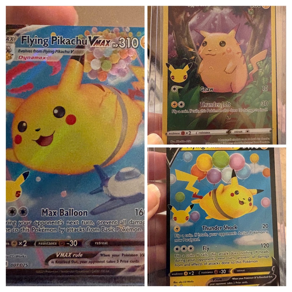NM! Pokemon Celebrations 25th Anniversary Pikachu VMAX V Full Art Card Lot 3pc